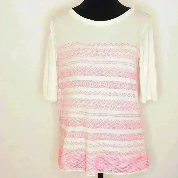 𝅺j.crew Factory Pink Embroidered Short Sleeve Top S - Picture 1 of 6